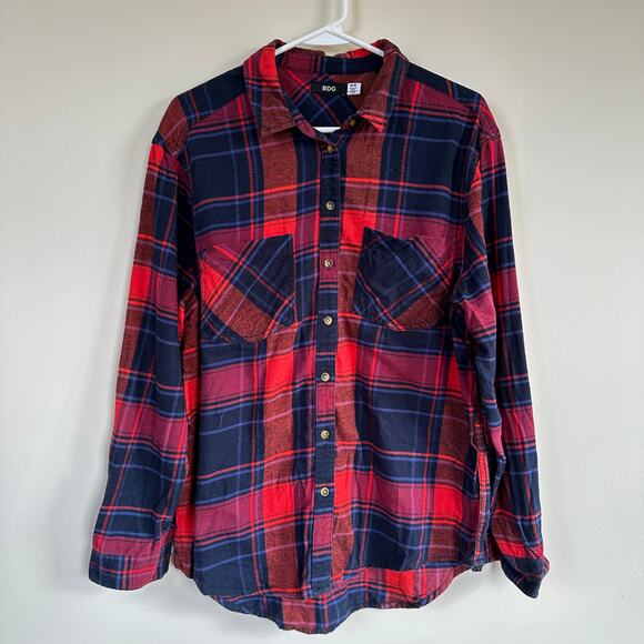 BDG Urban Outfitters Plaid Flannel Shirt MEDIUM Grunge 90s Western Academia Red - Picture 1 of 8